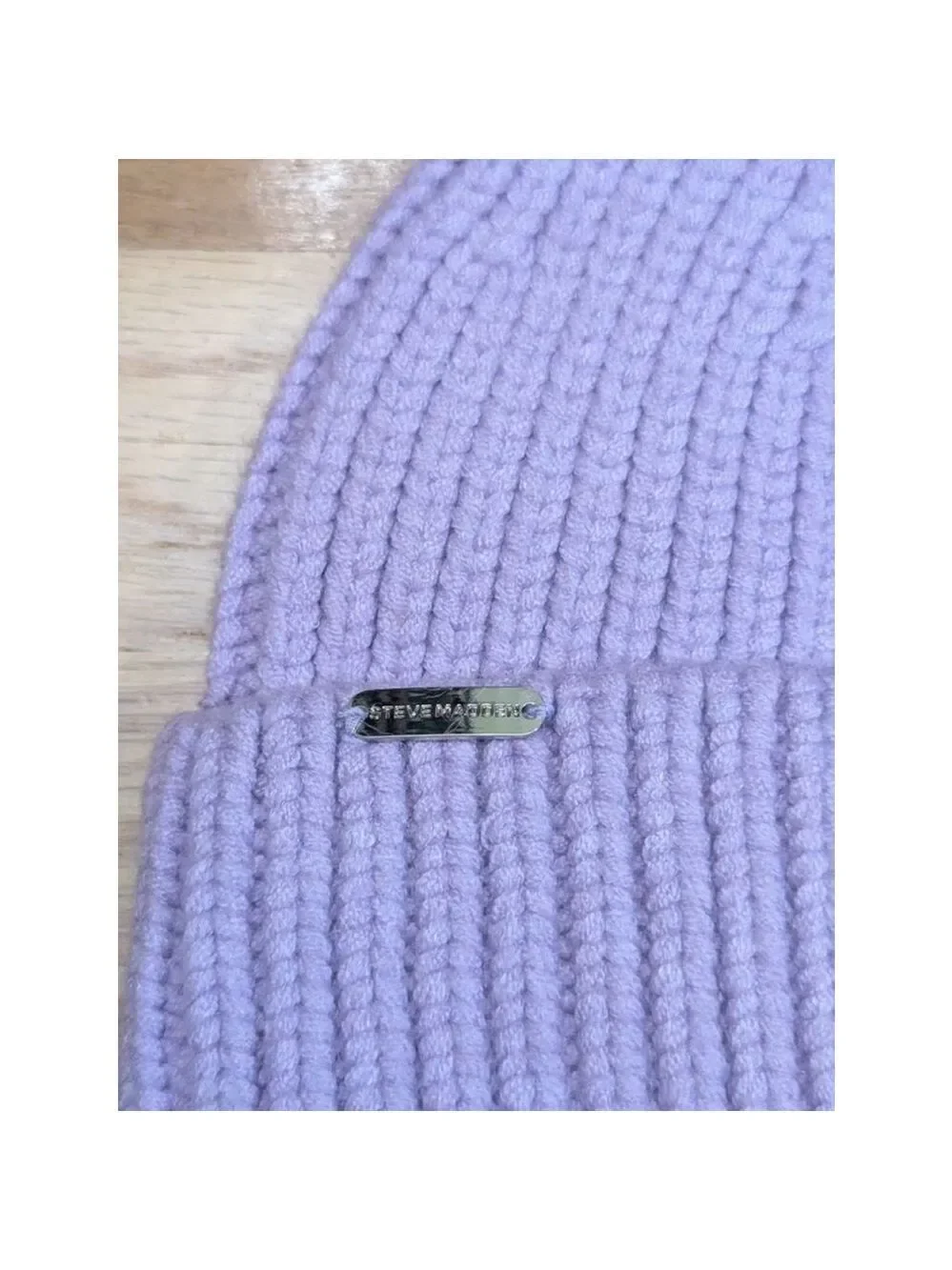 Steve Madden Lilac Ribbed Wide Cuff Beanie One Size NWT